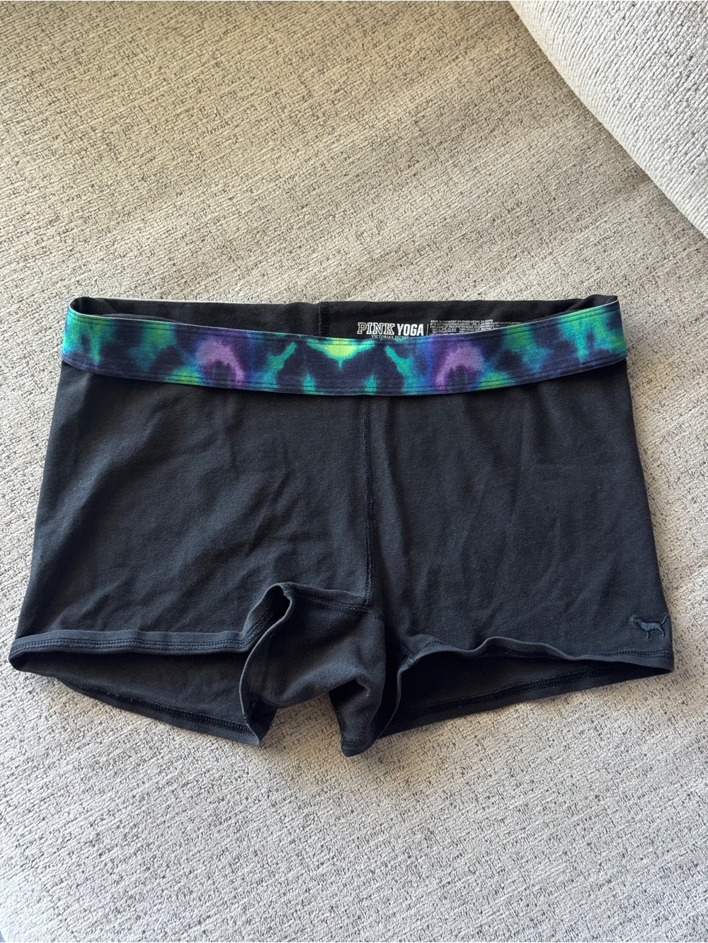 Victoria's Secret PINK Yoga Black shorts with tie-dye waistband